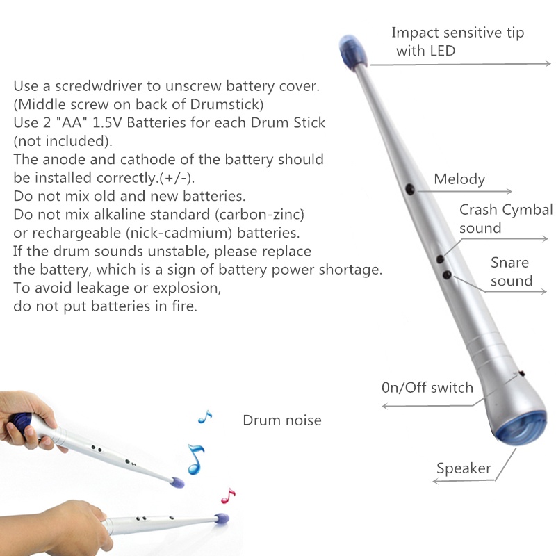 2pcs Stik Drum Rhythm Elektronik Untuk Edukasi Musik Anak