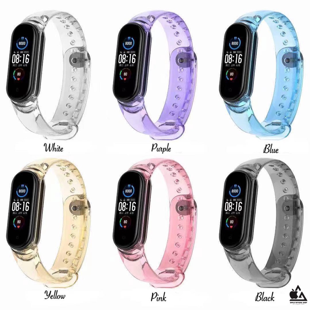 Gelang Tali Strap Xiaomi Mi Band 3 4 5 6 Transparan Bunglon Change Color Sport Band Silicone Rubber Band