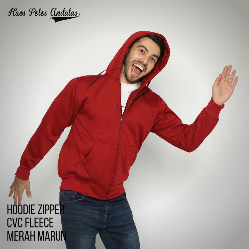 HOODIE ZIPPER BAHAN COTTON CVC FLEECE SERI WARNA 1