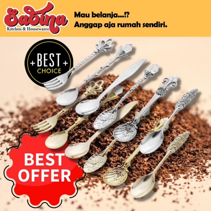 Sendok Teh Kerajaan Vintage Jadul 6 Pcs Klasik Teaspoon Fork Royal