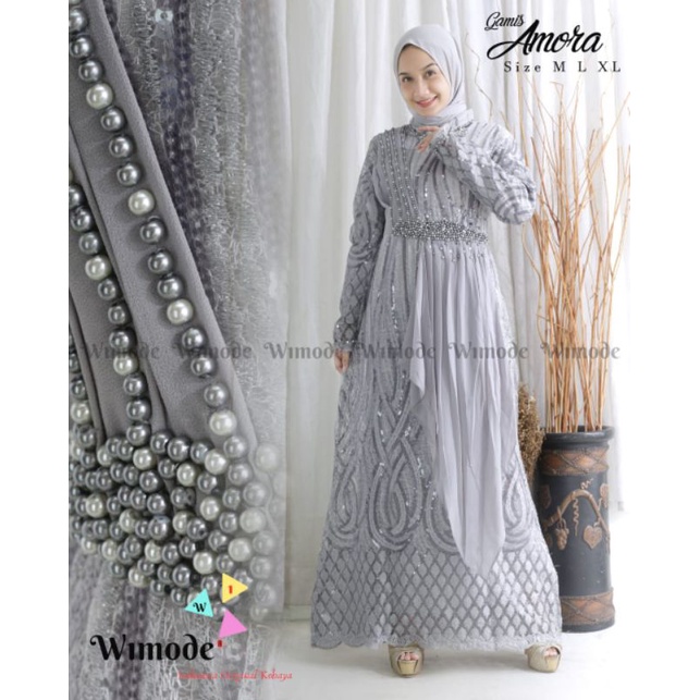 Gamis Amora  Payet Mutiara Free Masker Original Butik