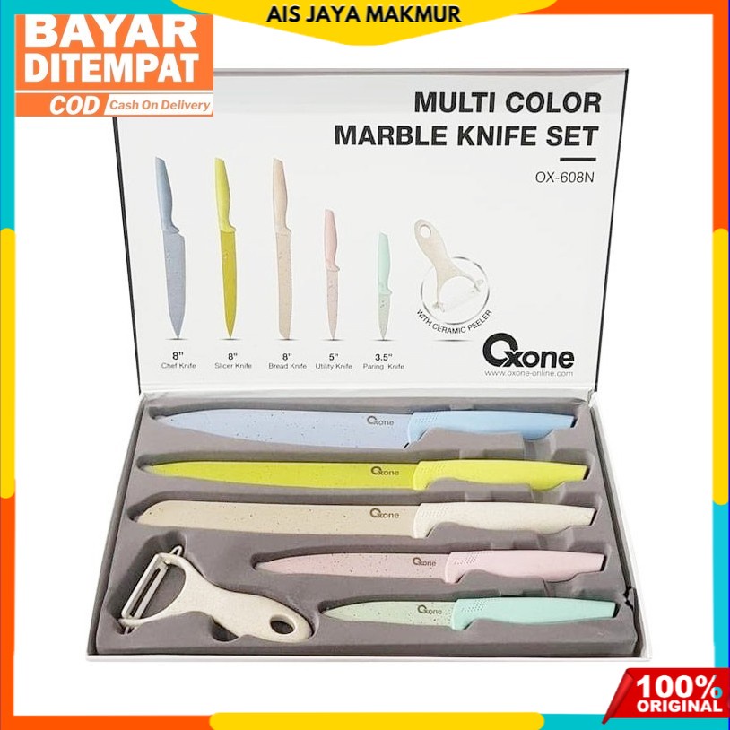 Pisau Oxone OX-608N Multi Color Marble Knife Set / pisau set oxone ox-608