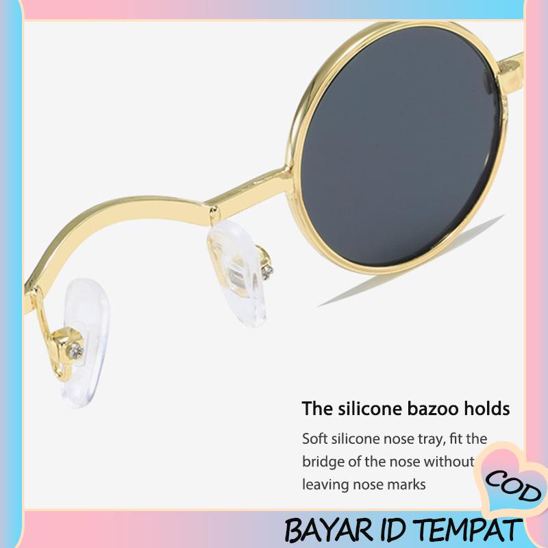 COD❤️ Kacamata Bulat Retro Ultra Kecil Pria Wanita Hip-Hop Punk Style Sunglasses-A.one