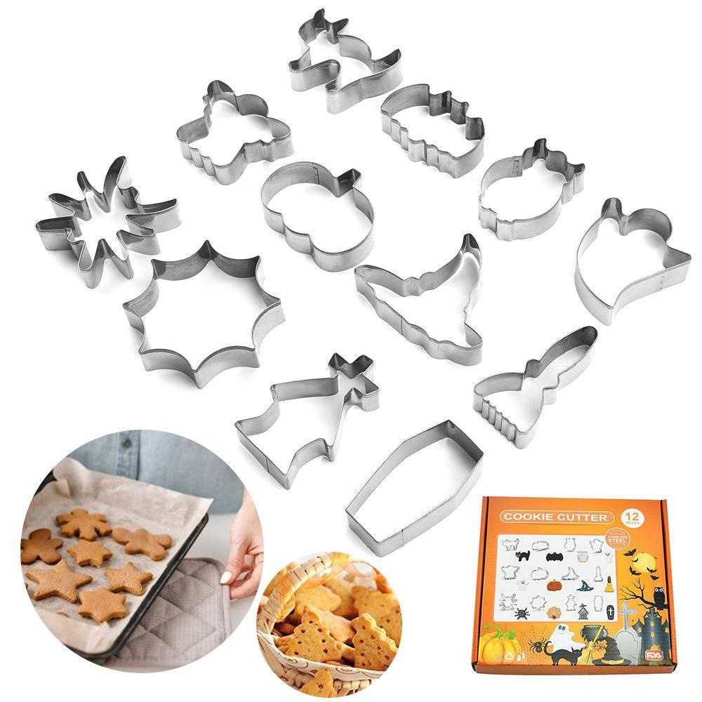 Top 12pcs 3D Halloween Dapur Stainless Steel Alat Masak Cetakan Kue