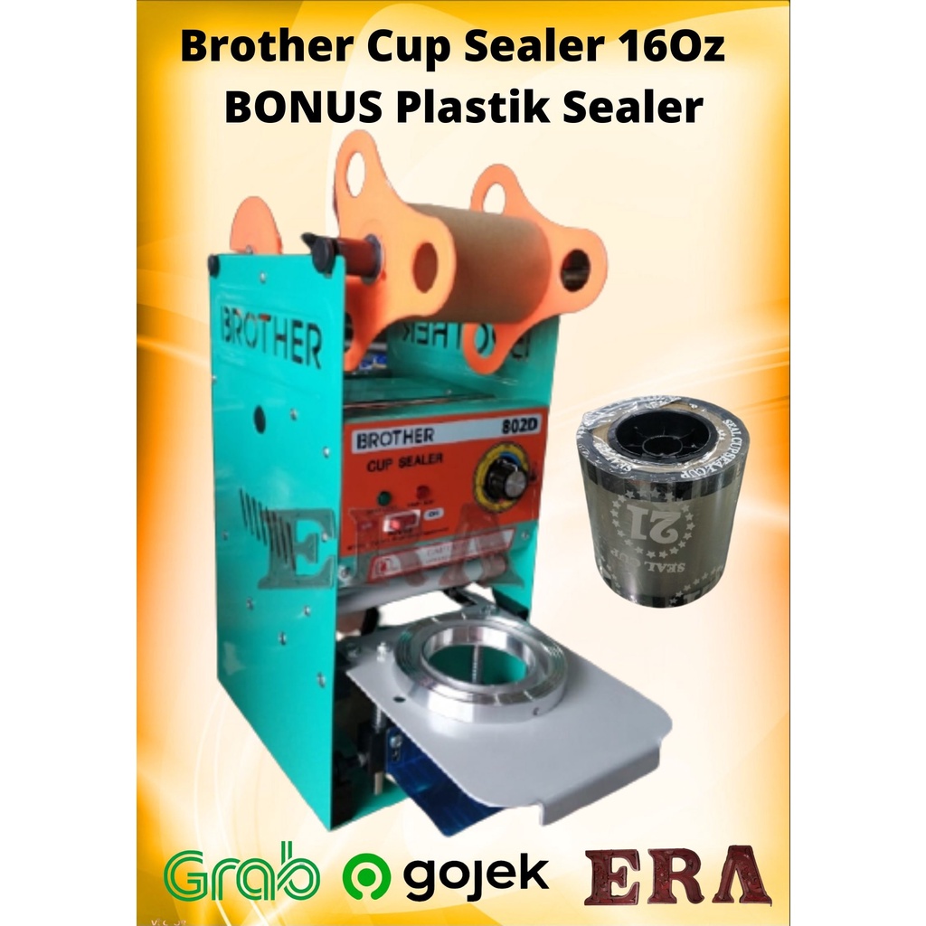 Brother - CUP SEALER 16Oz MESIN PRESS CUP GELAS PLASTIK 10 12 14 16 OZ 802D + Plastik Sealer Murah O