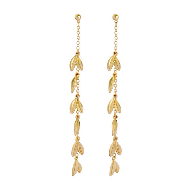 LRC Anting Tusuk Fashion Alloy Plating Long Leaves Earrings F3255X