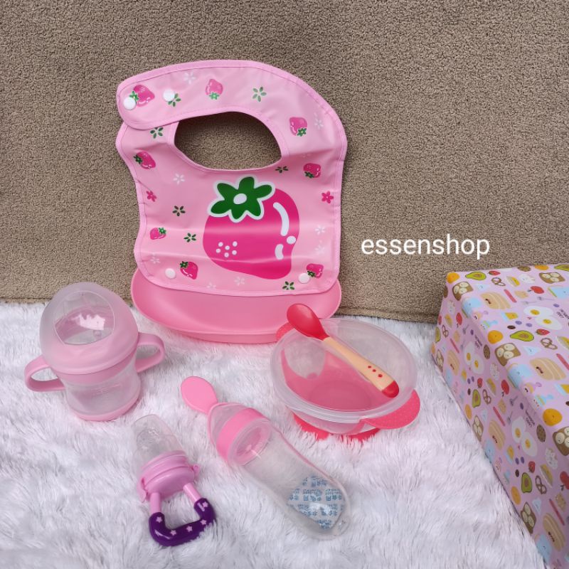 Perlengkapan MPASI Makan bayi mangkok sendok baby feeder botol slabber Kado bayi