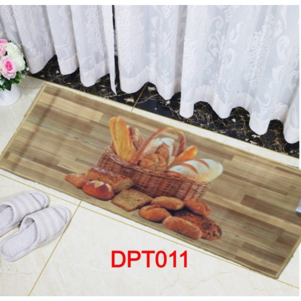 Keset Dapur Motif Buah Sayur Kue Ukuran 120 x 50 cm Anti Slip Lembut di Kaki