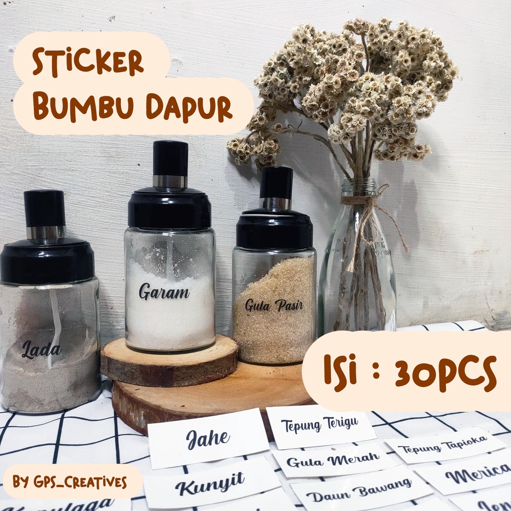 

30pcs Stiker Bumbu Dapur Stiker Label Kitchen Seasoning Waterproof Tahan Air