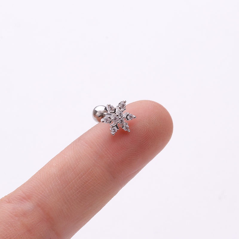 1 Pcs Cross Flower Star Moon Shaped Korean Style Silver Gold Earring Gift for Women