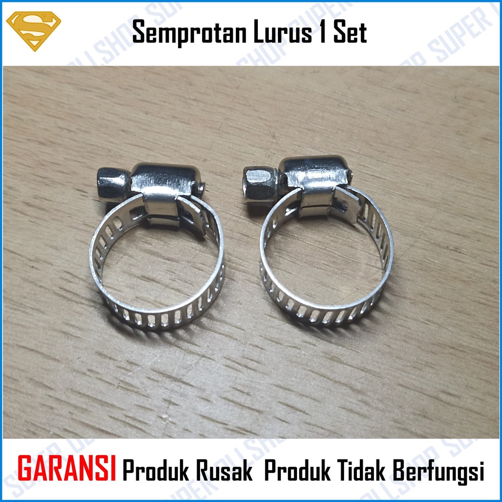 Semprotan Lurus Kuningan Set Klem Hose Konektor Selang Air Siram Taman Cuci Mobil Motor Paket Murah