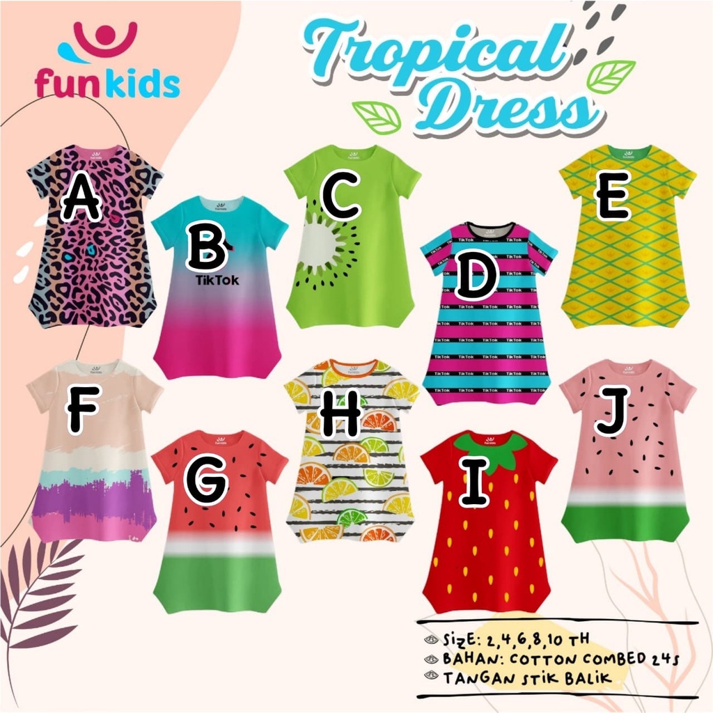 DRESS ANAK PEREMPUAN TROPICAL SERIES USIA 2-10TH