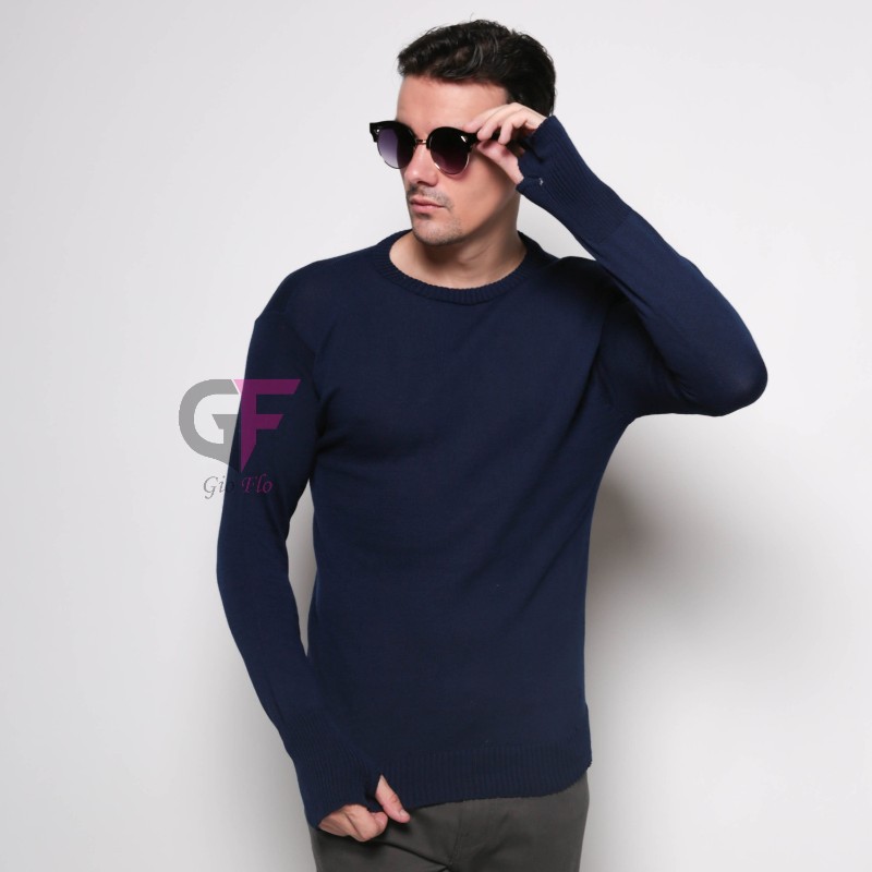 GIOFLO Sweater Pria Keren Rajut Terbaru navy / SWE 1029