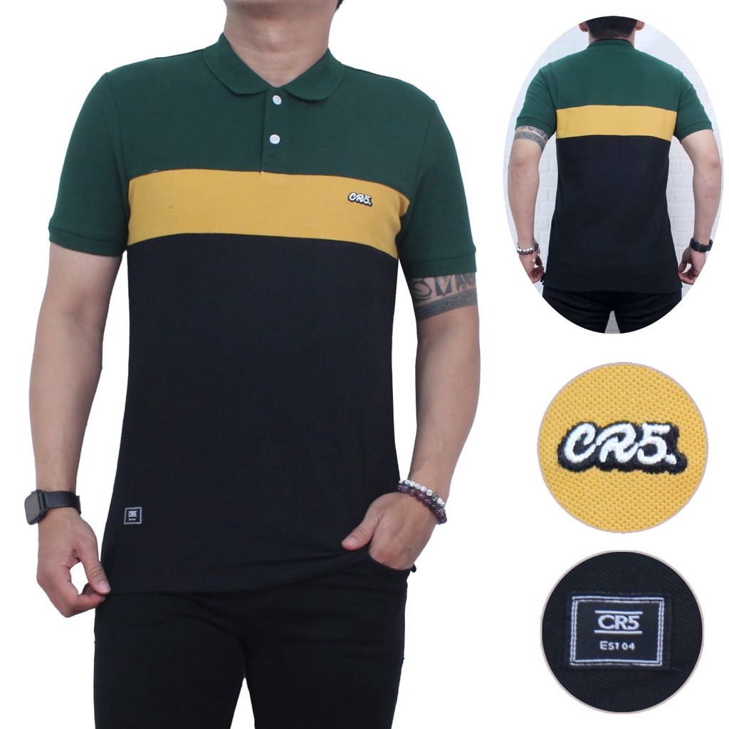 Kaos polo kombinasi / kaos polo shirt pria / polo cr5 original