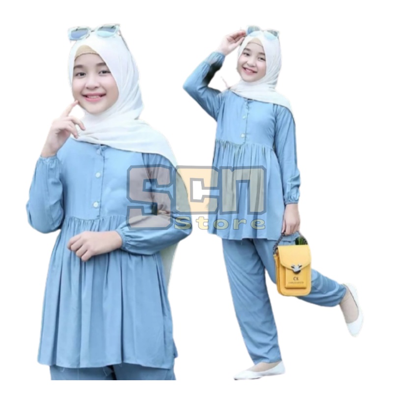 Setelan Gamis Tunik Anak AZUMA 1-12 thn // Gamis Anak Terbaru // Setelan Muslim Anak Terlaris