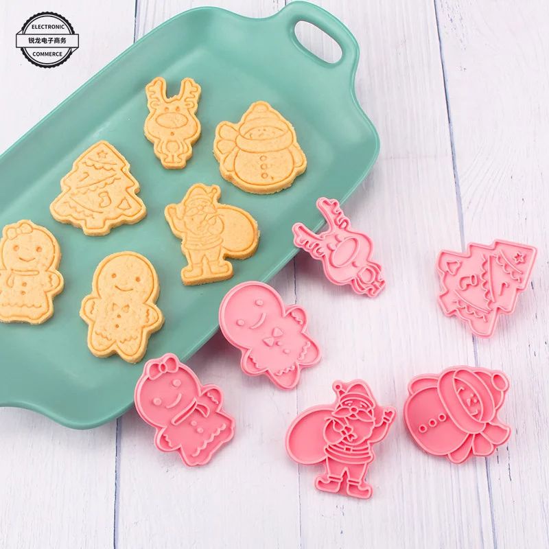 christmas plastic cookie cutter press set 6pcs / cetakan kue kering natal / xmas