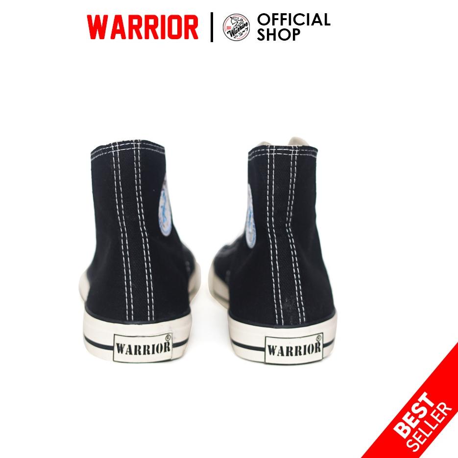 ((TERLARIS)) Warrior Sparta Hitam Putih HC - Sepatu Sekolah Warrior Tinggi