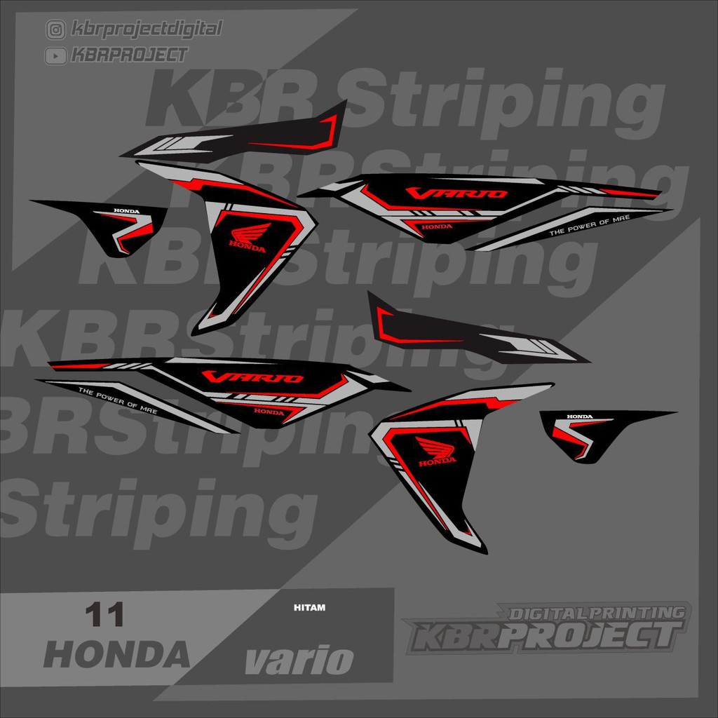 (cod) Sticker Striping Stiker Motor Lis Variasi Vario 125/150 LED Thailand Grafis KBR 11 TRANSPARAN