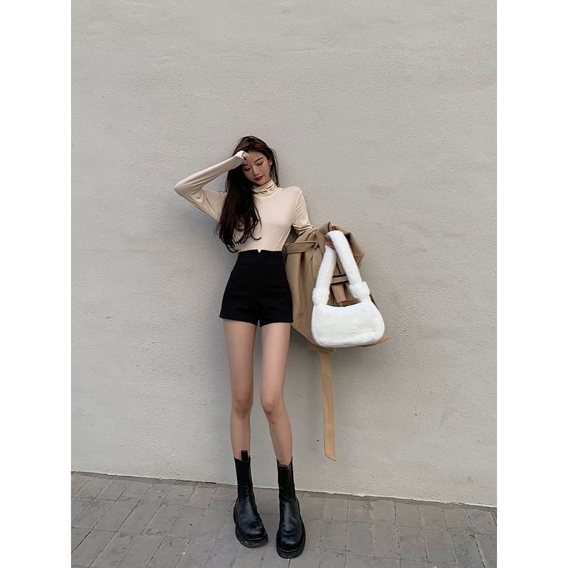 Lm Boutique~ (V)SIMPLY KOREAN CELANA PENDEK HIGHWAIST WITH SLIT ON TOP