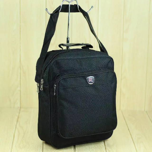 Tas Selempang Besar Pria 3 Saku Oxford Zipper Model Polo Ellegant