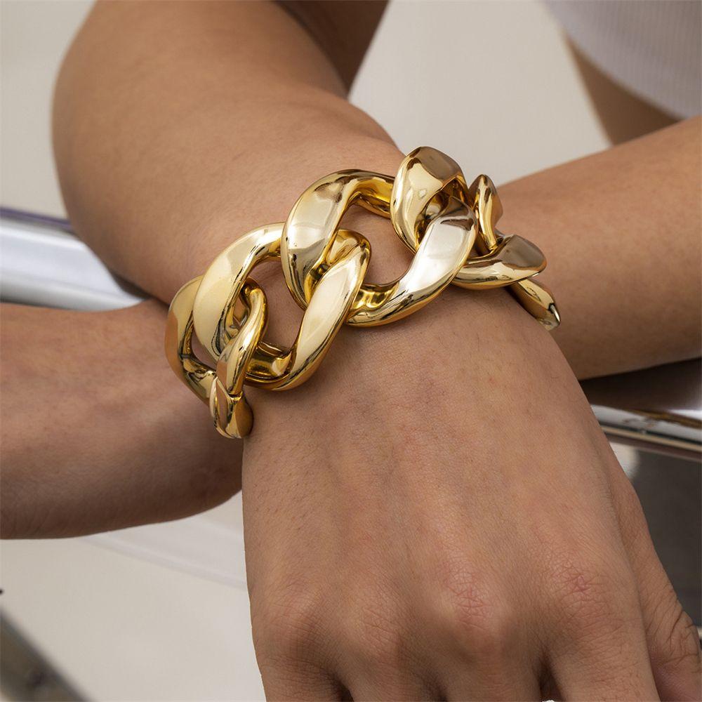 Lily Berlebihan Tebal Link Rantai Wanita Pria Fashion Steampunk Bangle Link Rantai Hip Hop Kalung