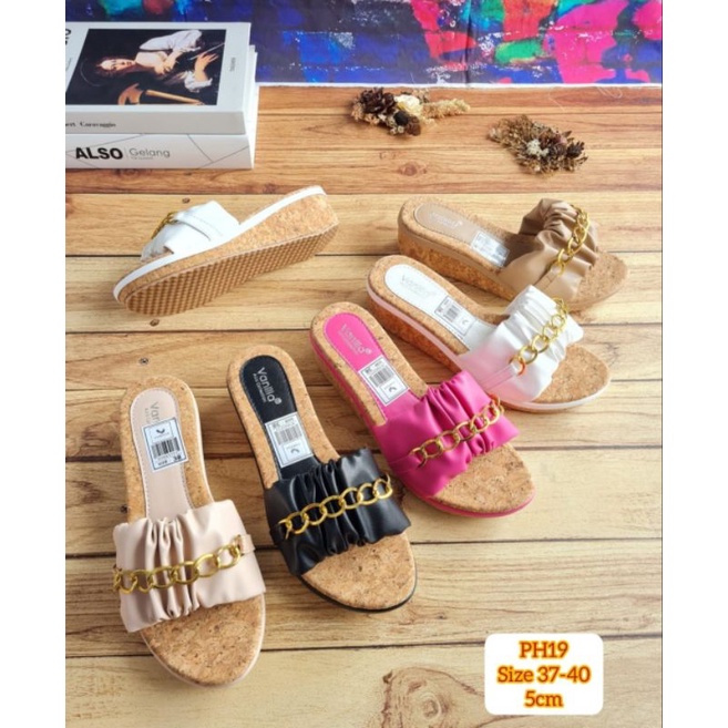 ABBUSHOES Ph 19 wedges kerut rante sol karet 7cm