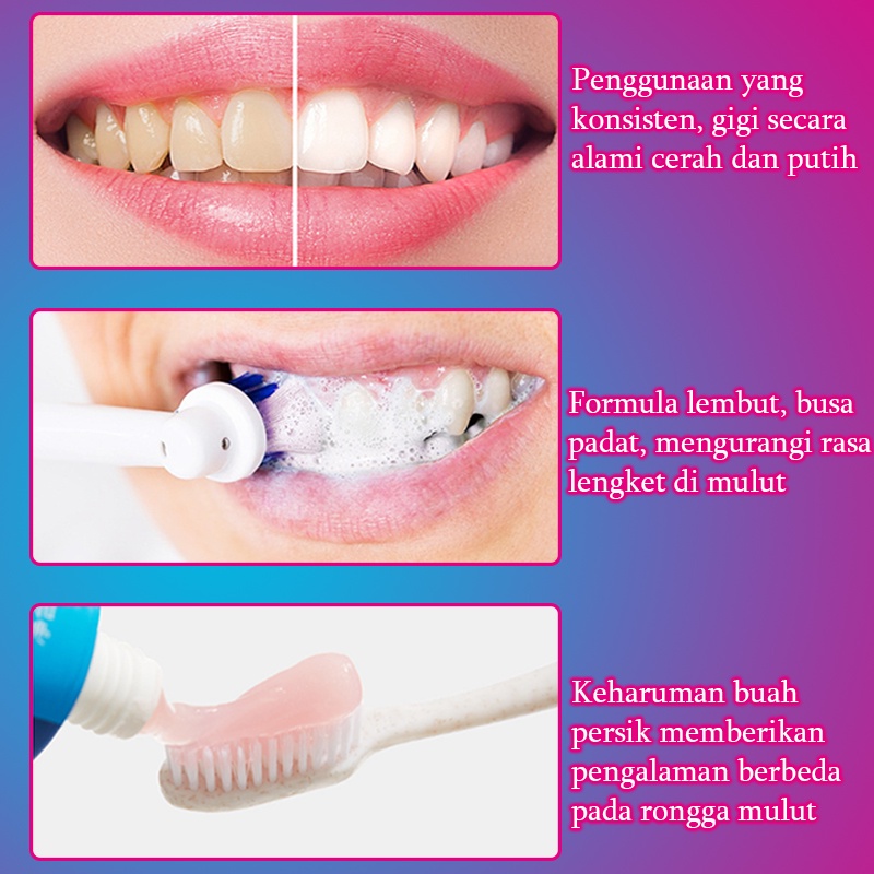 Teeth whitening Pasta gigi pemutih anak Toothpaste Memutihkan gigi 100G Menghilangkan noda teh Gigi kuning Plak Napas jernih melindungi gusi Jaga kebersihan mulut