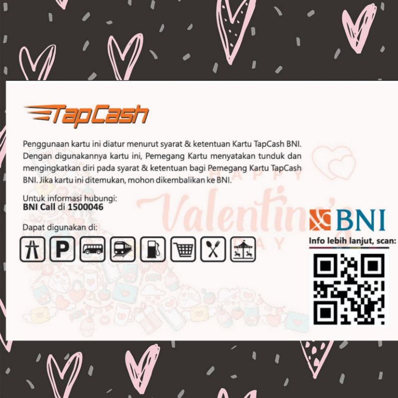 Tapcash BNI Valentine /HAPPY VALENTINE's DAY (1) edition 2022 ORI /Like eMoney eTOLL Flazz or Brizzi