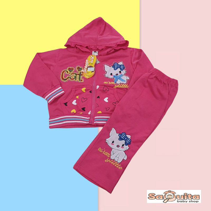 Setelan Panjang Anak Cewek Bahan kaos lengan+celana panjang