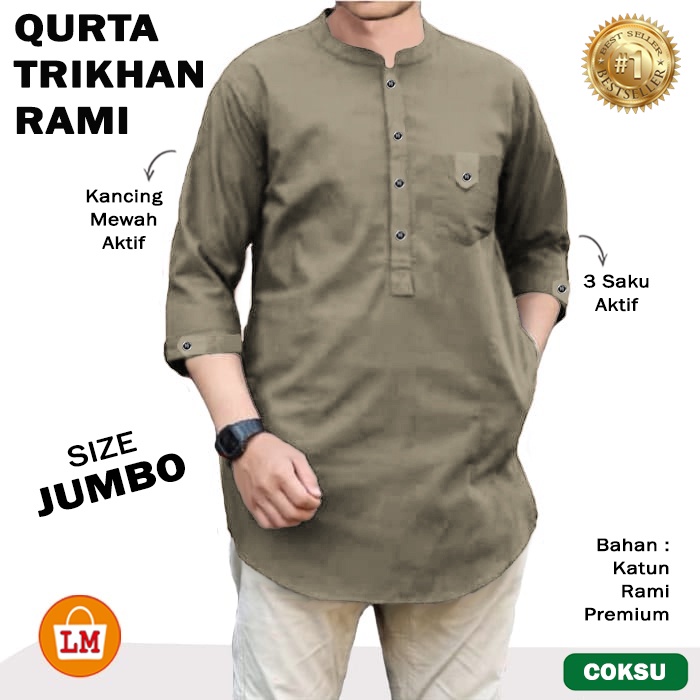 Baju Koko QURTA TRIKHAN RAMI JUMBO Bahan Katun Rami M - XXXL TERBARU TERMURAH TERLARIS LMS 27658 27660 27662 27664 27666