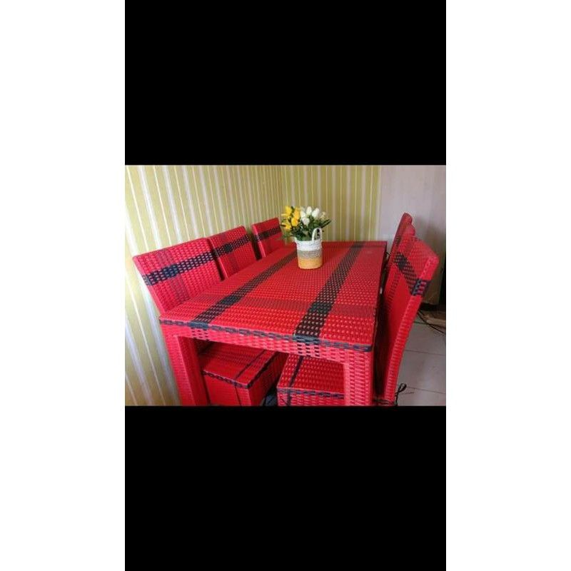 meja makan rotan sintetis k6