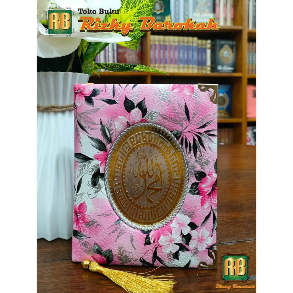 Hard Cover Yasin Bludru Busa Motif Bunga - Warna Pink