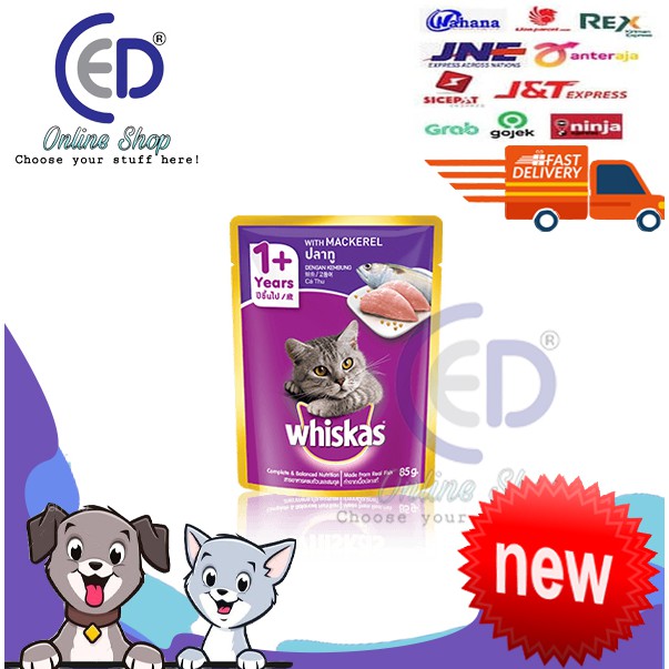 MAKANAN KUCING WHISKAS POUCH MACKEREL 85GR