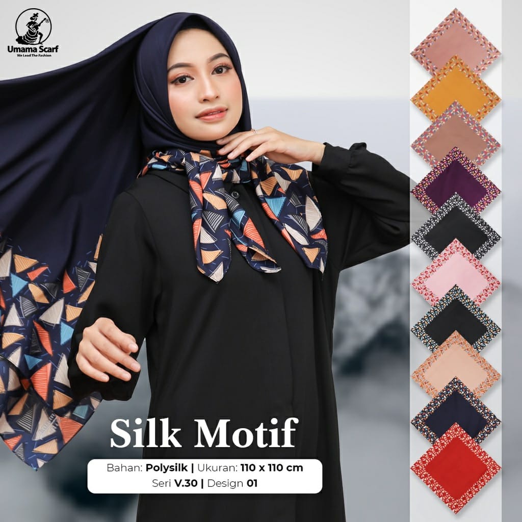 Jilbab Silk Motif by umama scraf kerudung Segiempat random motif dan warna