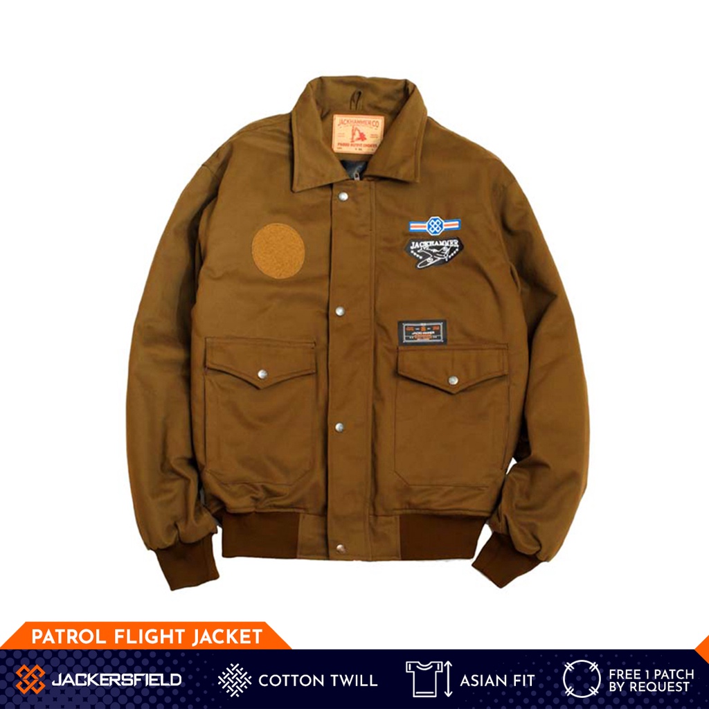 Jackersfield Patrol Flight Jacket Medallion Jaket Bomber Pria Twill