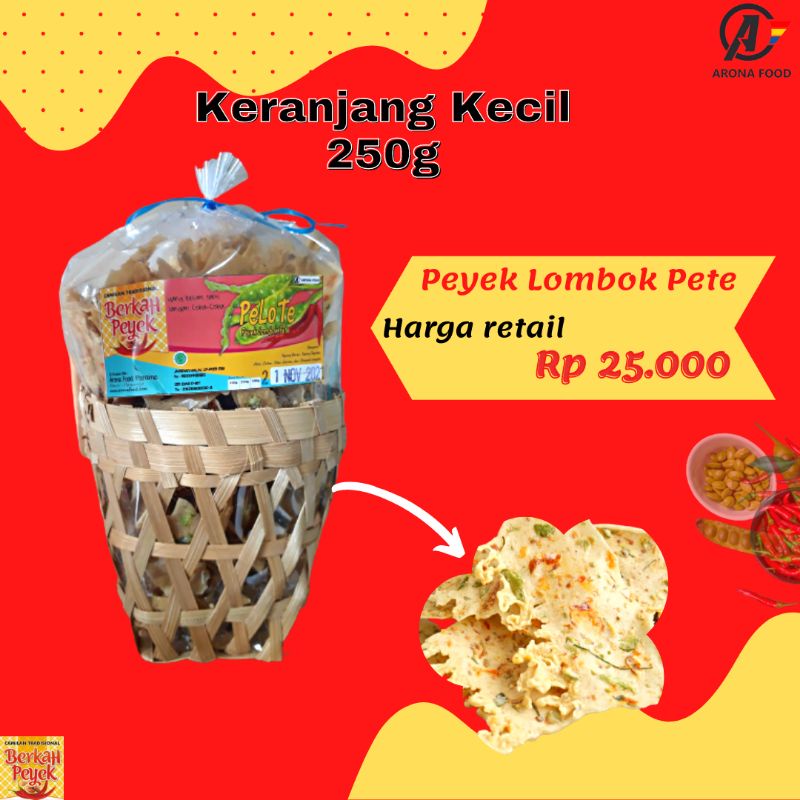 

ARONA FOOD PEYEK LOMBOK PETE KEMASAN KERANJANG KECIL 250g PEYEK REMPEYEK VIRAL MURAH