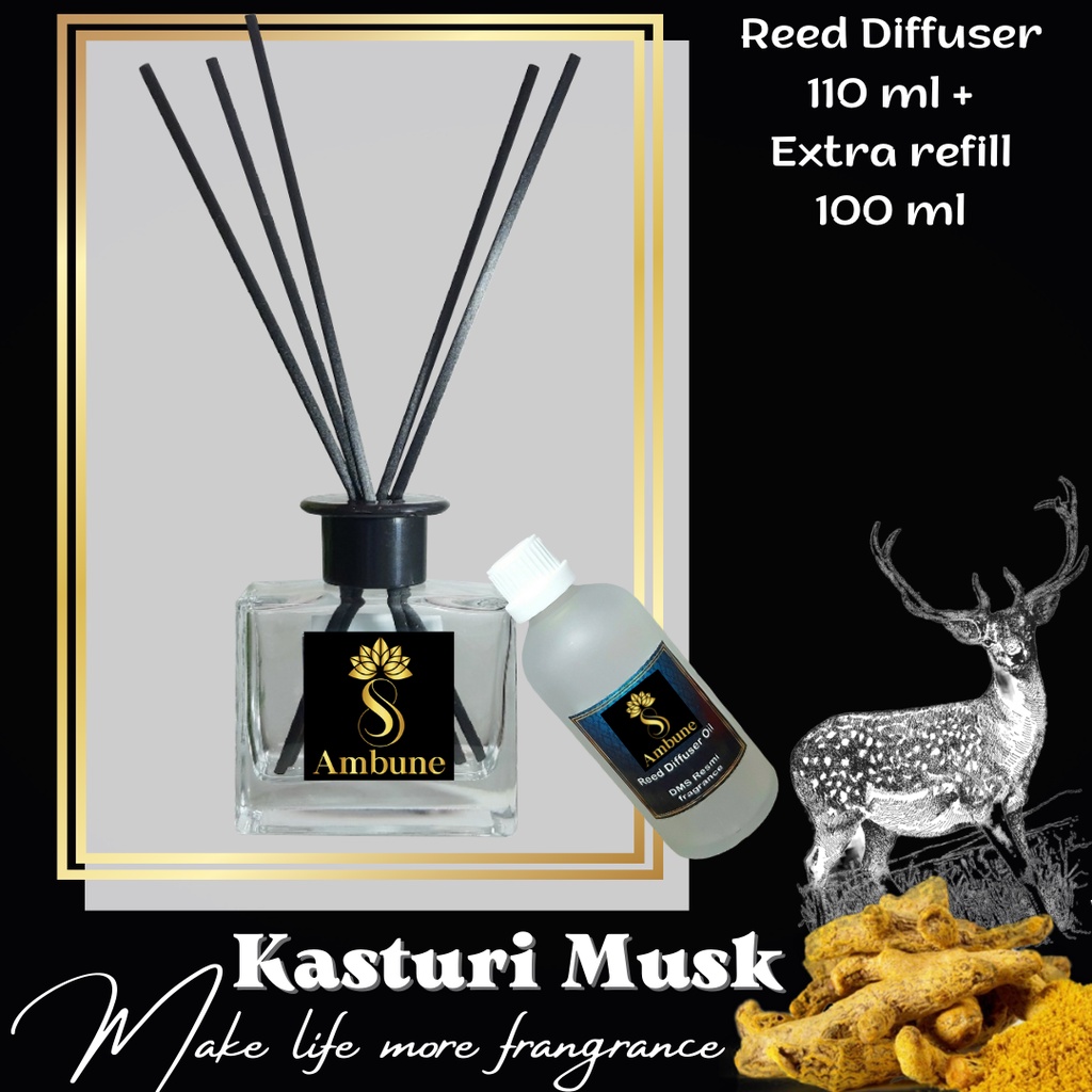 Kasturi Musk - reed diffuser 110 ml + refill 100 ml Ambune