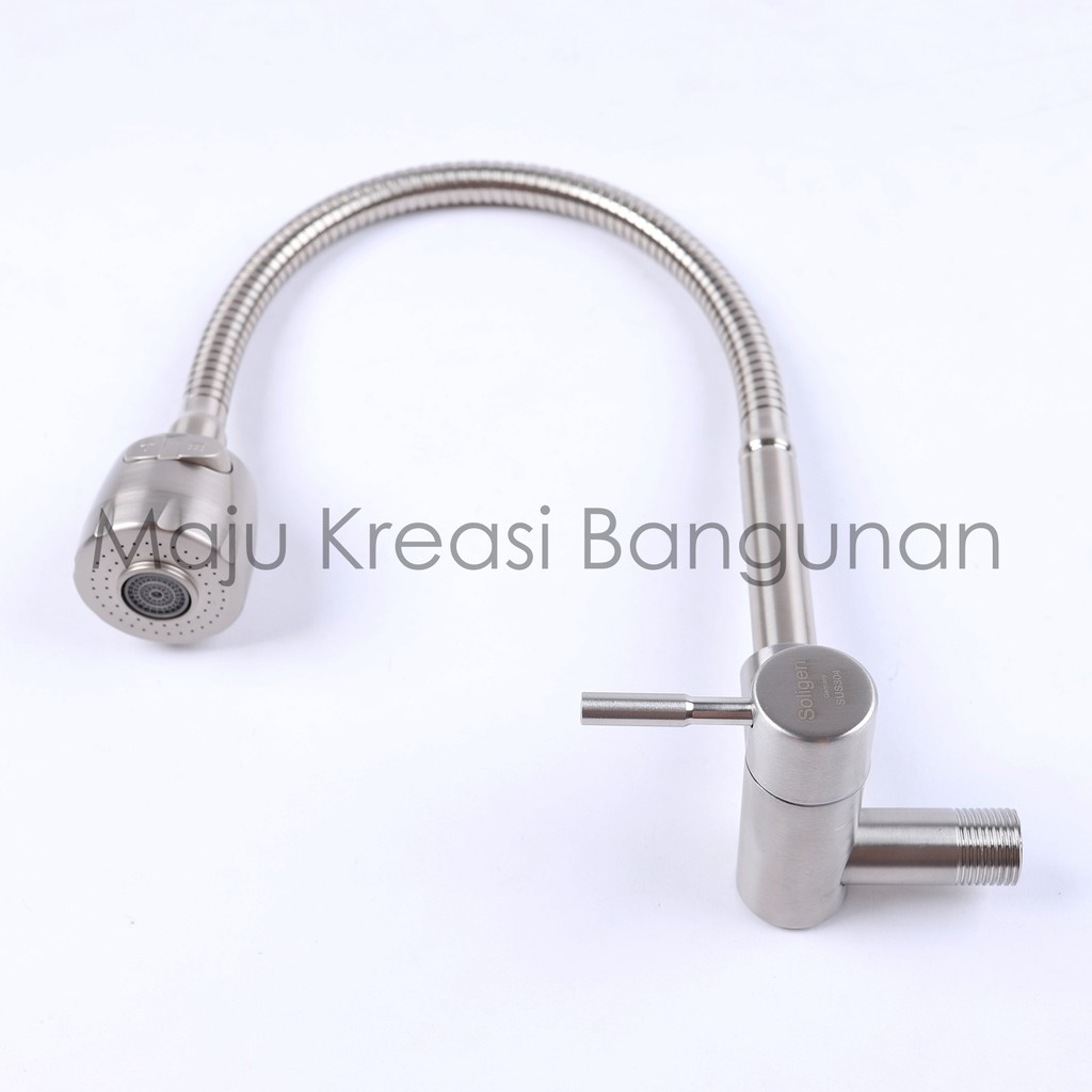 Kran Angsa Fleksibel SOLIGEN Stainless Keran Cuci Piring Tanam Tembok Sink Flexible SUS303 SUS801 SS