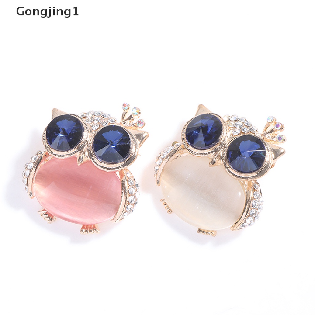 Gongjing1 1Pc Bros Pin Bentuk Burung Hantu Mata Biru Untuk Aksesoris Pakaian Wanita