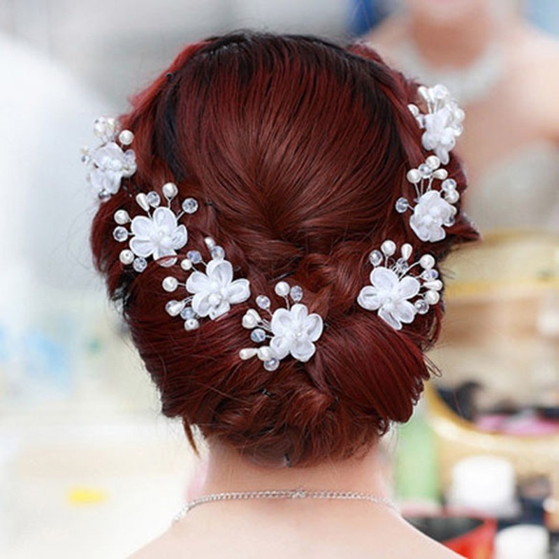 5Pcs Set Jepit Rambut U Bentuk Bunga Aksen Kristal 5Pcs Set Jepit Rambut U Bentuk Bunga Aksen Kristal
