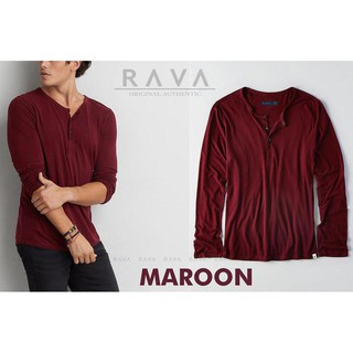 Baju Kaos  Pria Henley Lengan  Panjang  ORIGINAL  by RAVA BEST 