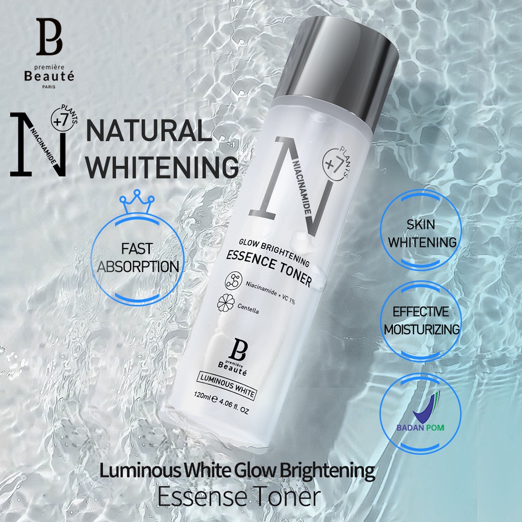 [COD] Premiere Beaute Luminous White Brightening Essence Toner Perawatan Wajah Glowing Sepanjang Hari - BPOM 120ML