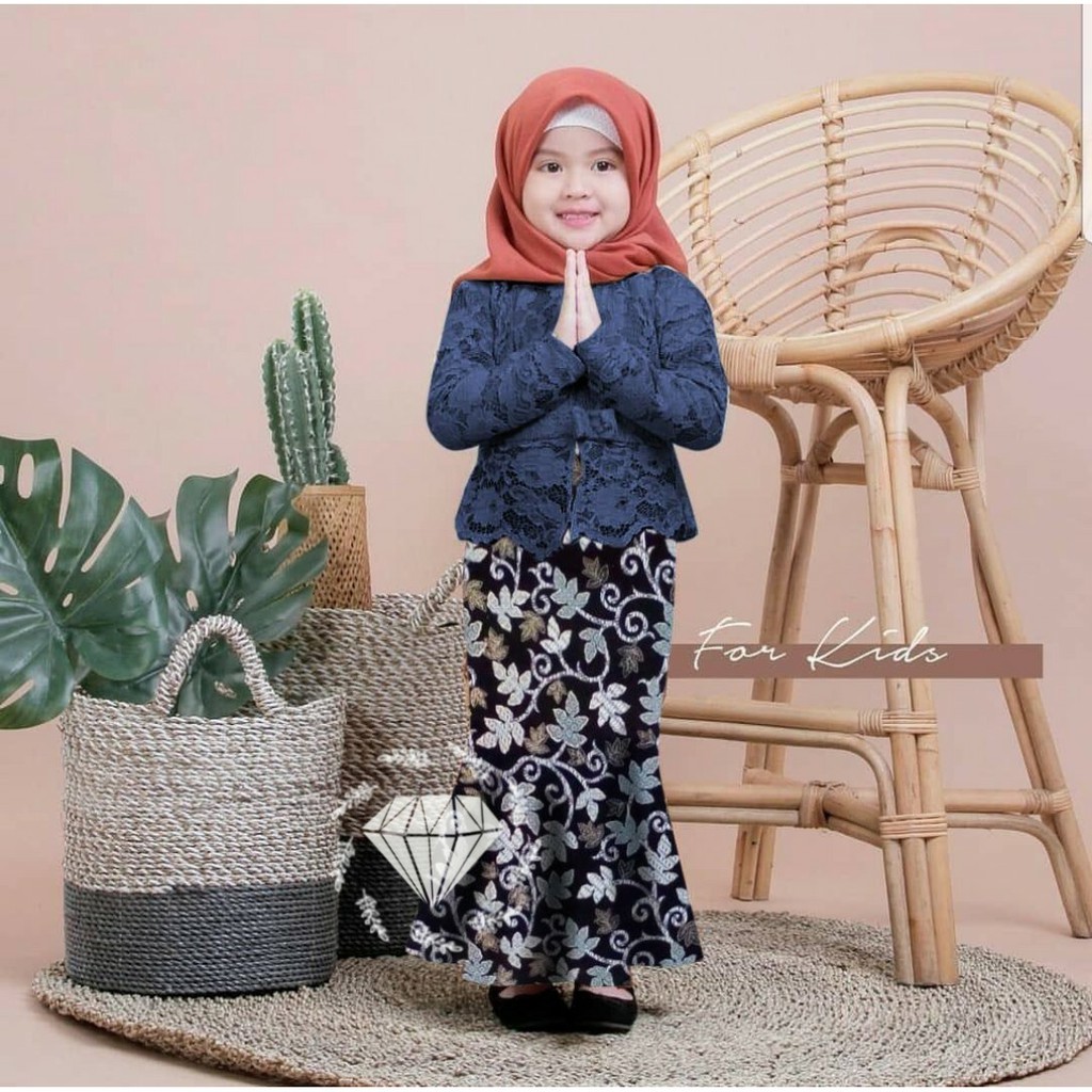 untuk anak 3sd12 tahun kebaya set shireen brukat batik 5 ukuran M sd 3XL 8 warna