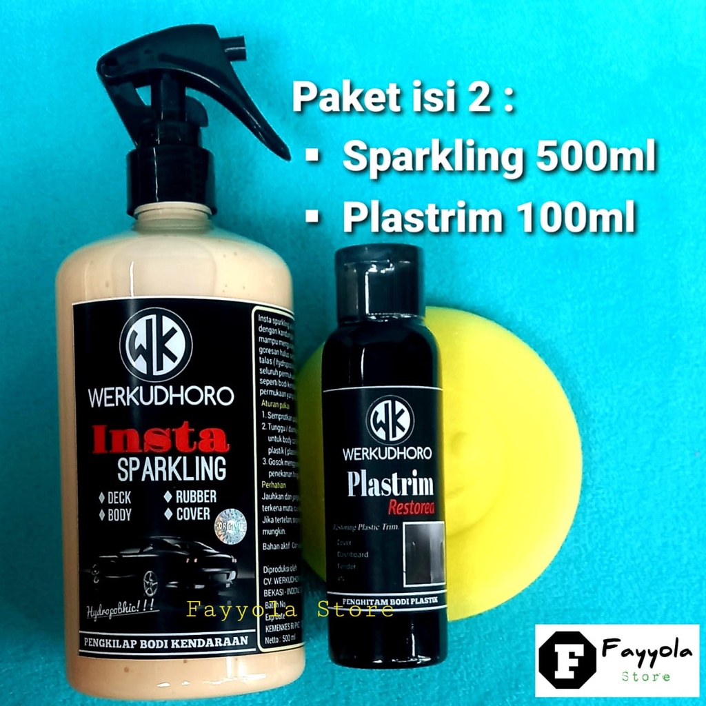 [Paket2] Insta Sparkling 500ml - Plastrim Restored 100ml / Pengkilap dan Penghitam Body Motor