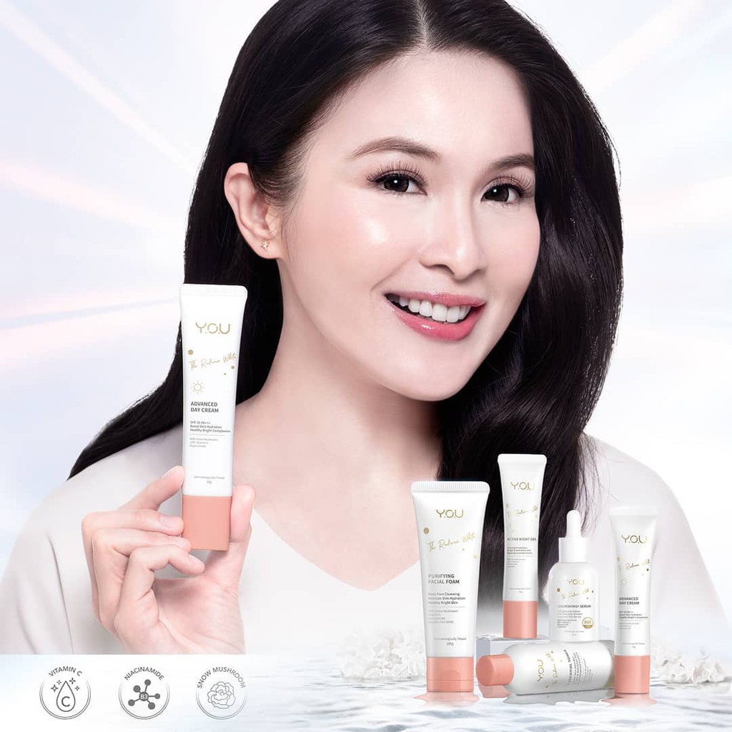 PAKET 1 SET SKINCARE Y.O.U THE RADIANCE WHITE SERIES YOU SANDRA DEWI SERUM VIRAL TIKTOK