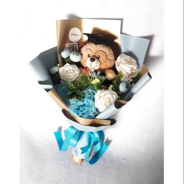 Artificial Buket / Buket bunga wisuda / Buket bunga palsu wisuda dan boneka