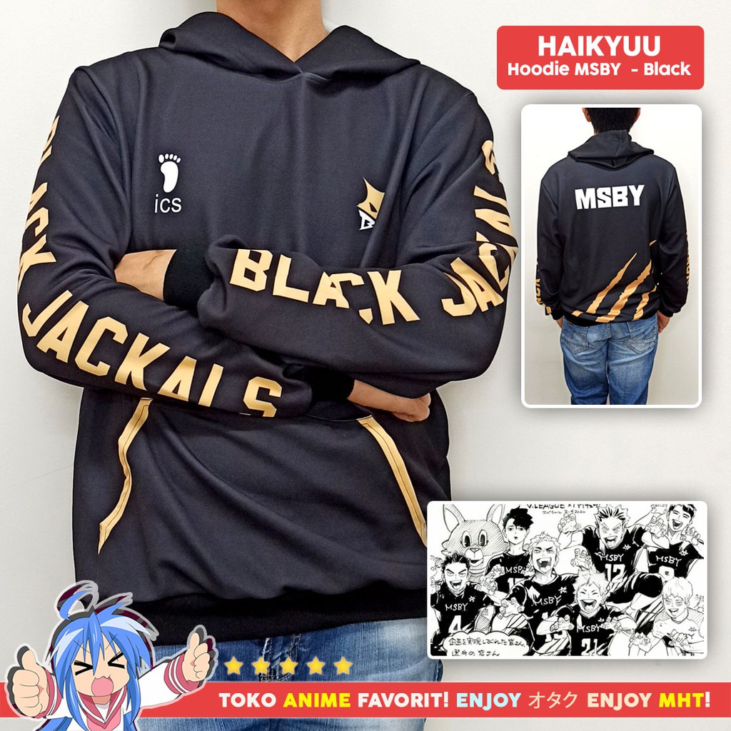 Jaket Hoodie Anime Haikyuu MSBY Black Jackals Hitam Cosplay Miya Hinata Bokuto