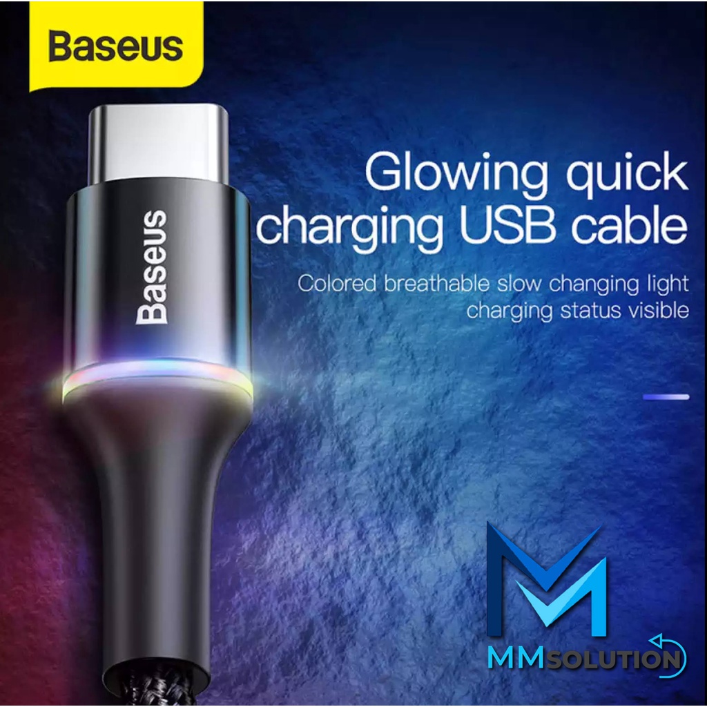 BASEUS Halo Kabel Data LED USB Type C Cable Fast Charge 3A QC 3.0