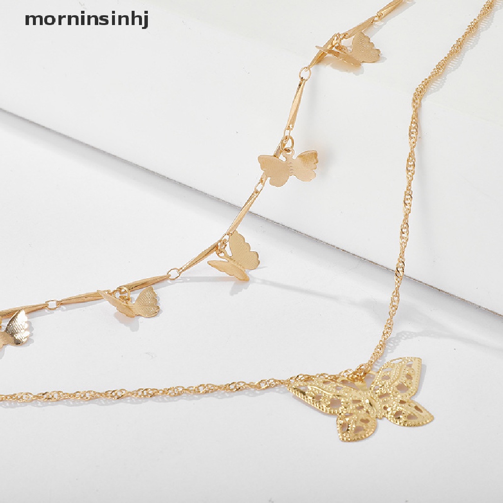 Mornin Kalung Rantai Dengan Liontin Kupu-Kupu Warna Emas Gaya Boho Untuk Wanita