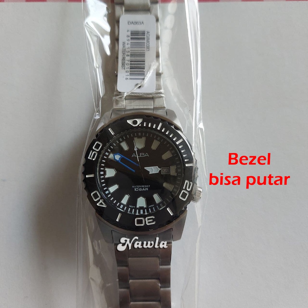 Alba Quartz AG8M03X1 Black Dial - Jam Tangan Pria AG8M03